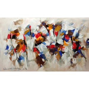 Mashkoor Raza, 30 x 48 Inch, Oil on Canvas, Abstract Painting, AC-MR-632